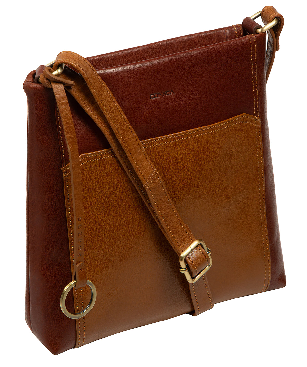 'Marissa' Conker Brown & Dark Tan Leather Cross Body Bag