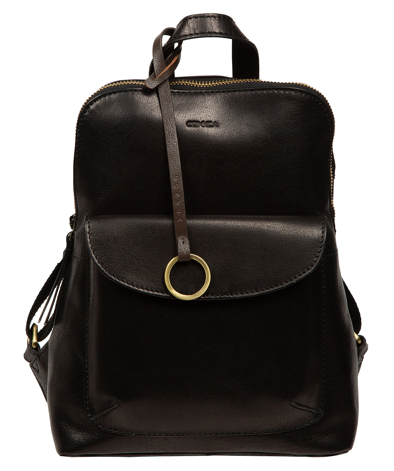 'Brielle' Black Leather Backpack