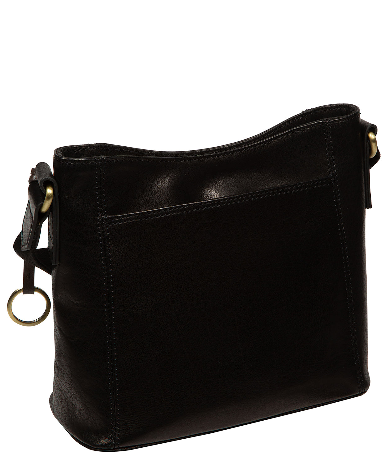 front fold-over pocket with mock buckle design detail
