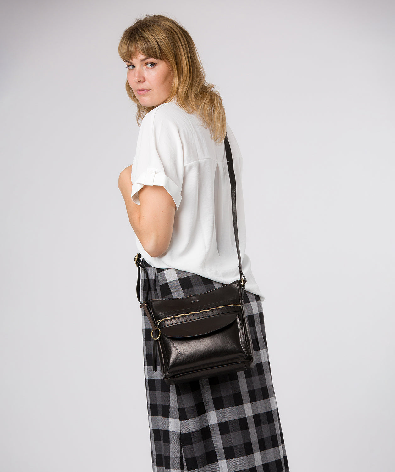'Malin' Black Leather Cross Body Bag