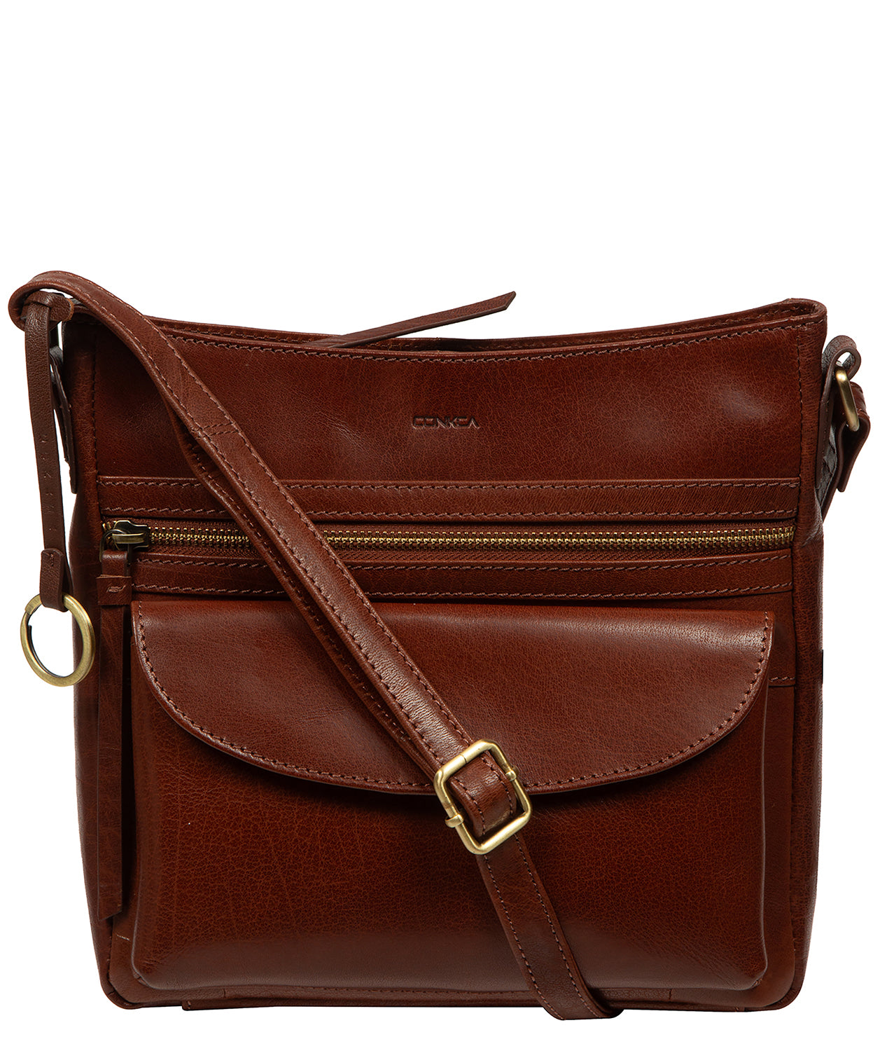 'Malin' Conker Brown Leather Cross Body Bag