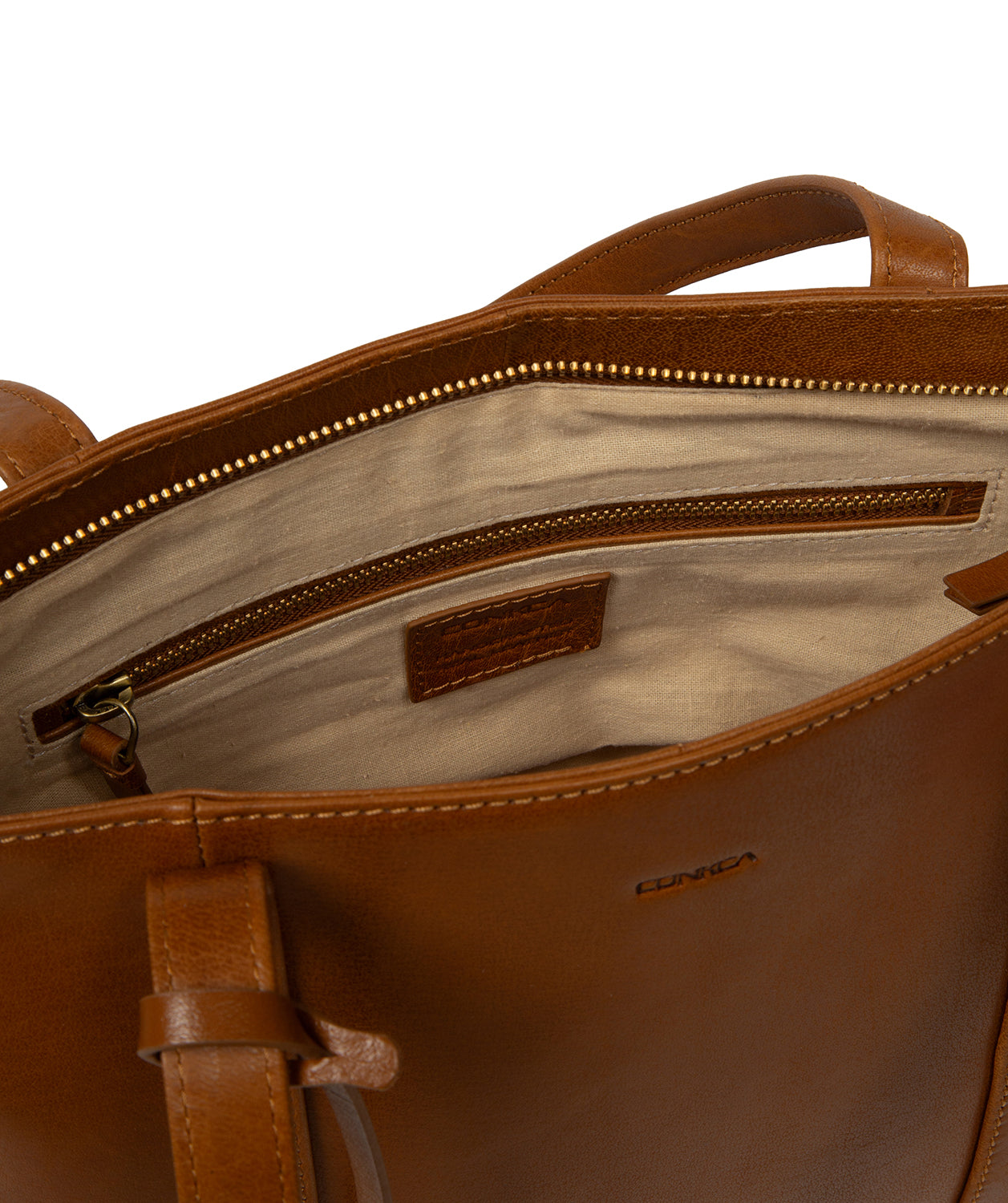 'Ausha' Dark Tan Leather Tote Bag