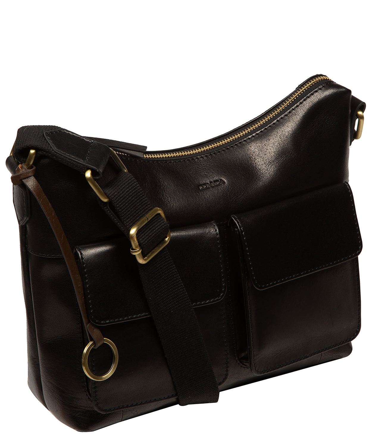 'Natalie' Black Leather Shoulder Bag