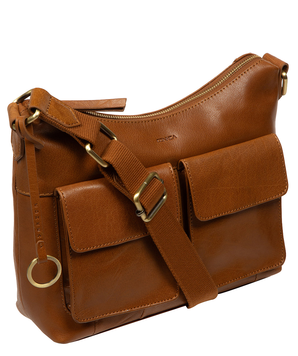 'Natalie' Dark Tan Leather Shoulder Bag
