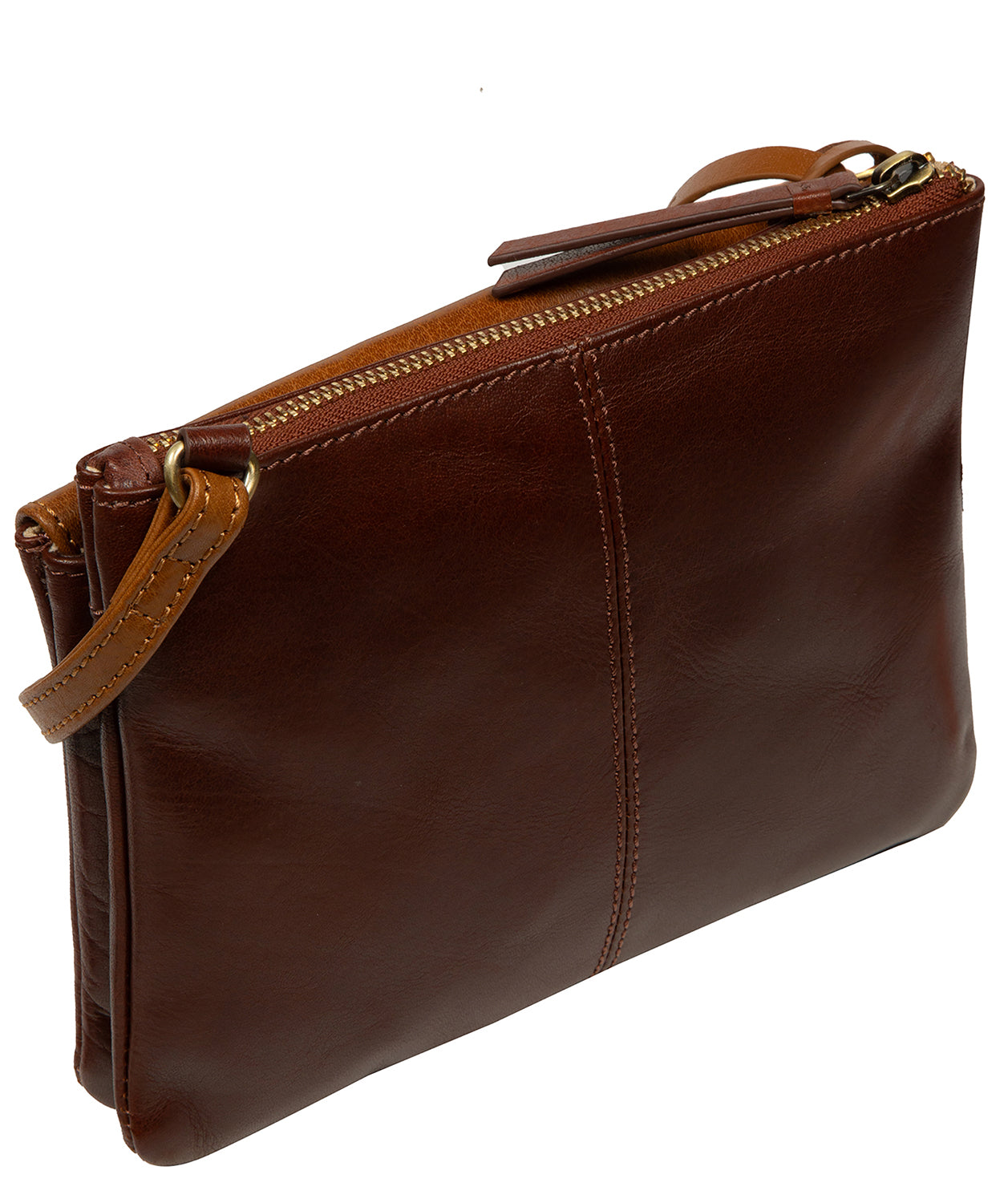 'Marietta' Conker Brown & Dark Tan Leather Cross Body Bag