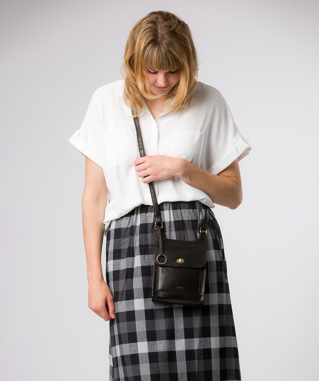 'Coraline' Black Leather Cross Body Bag