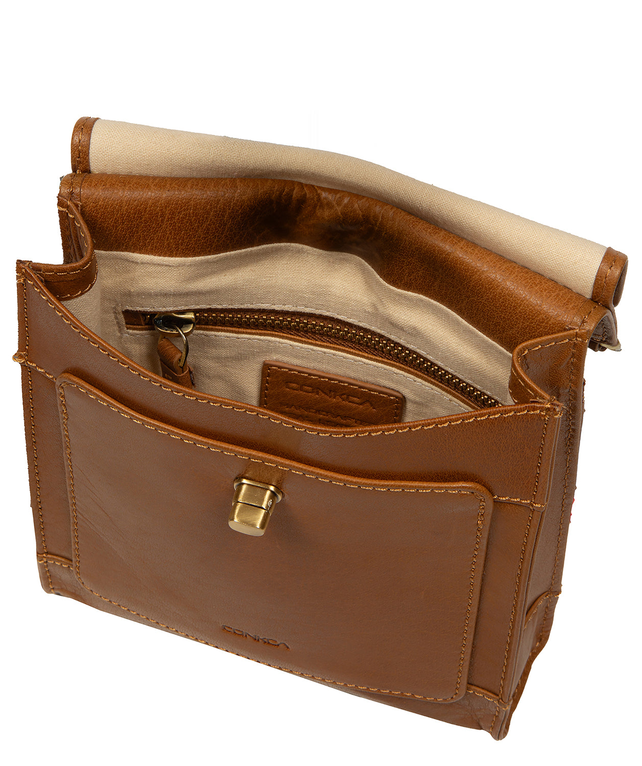 'Coraline' Dark Tan Leather Cross Body Bag