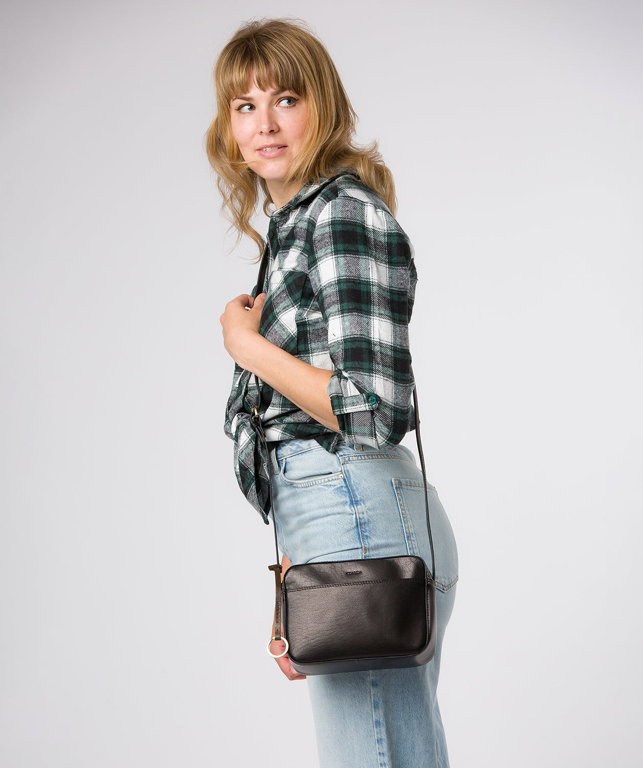'Dahlia' Black Leather Cross Body Bag