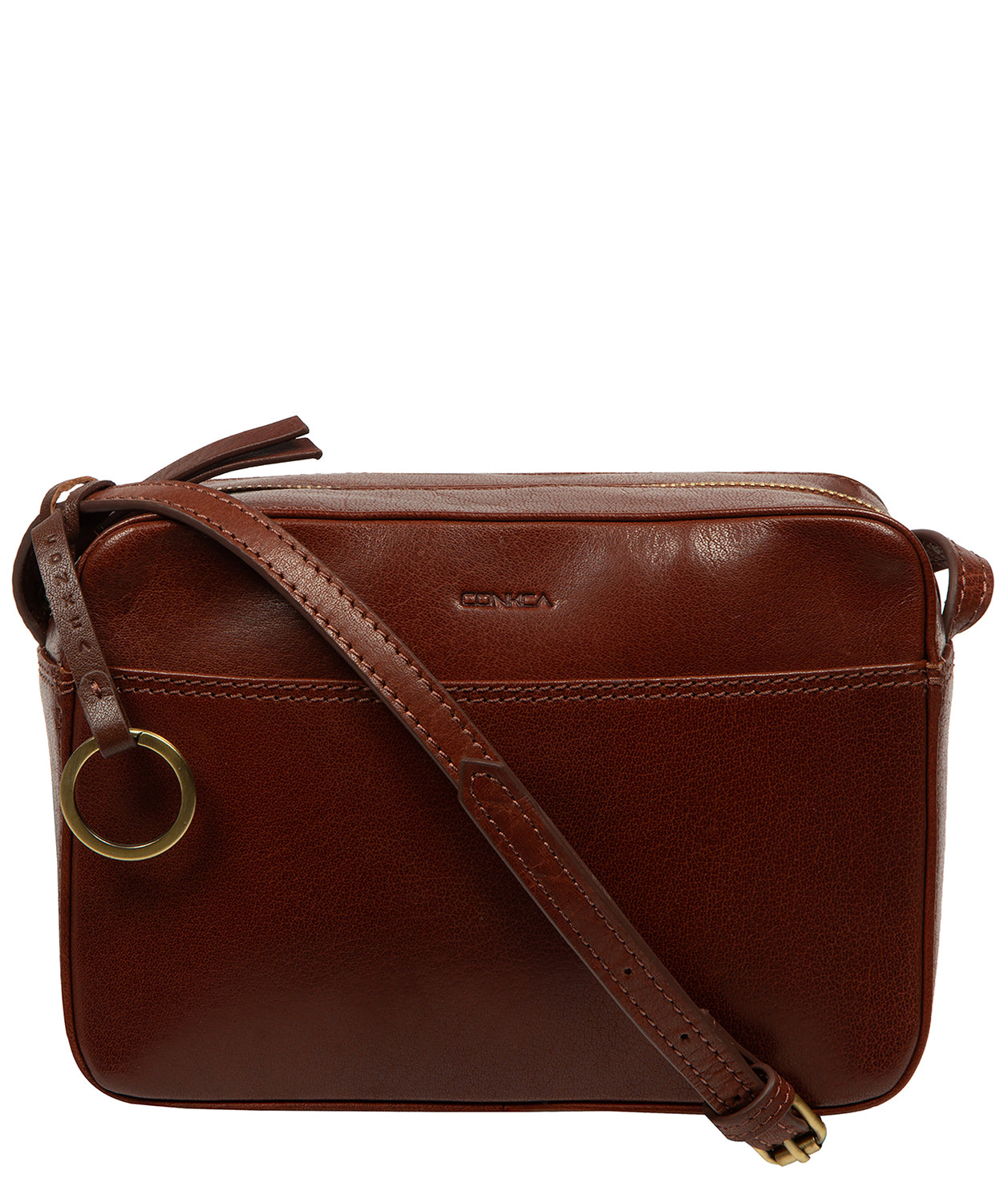 'Dahlia' Conker Brown Leather Cross Body Bag