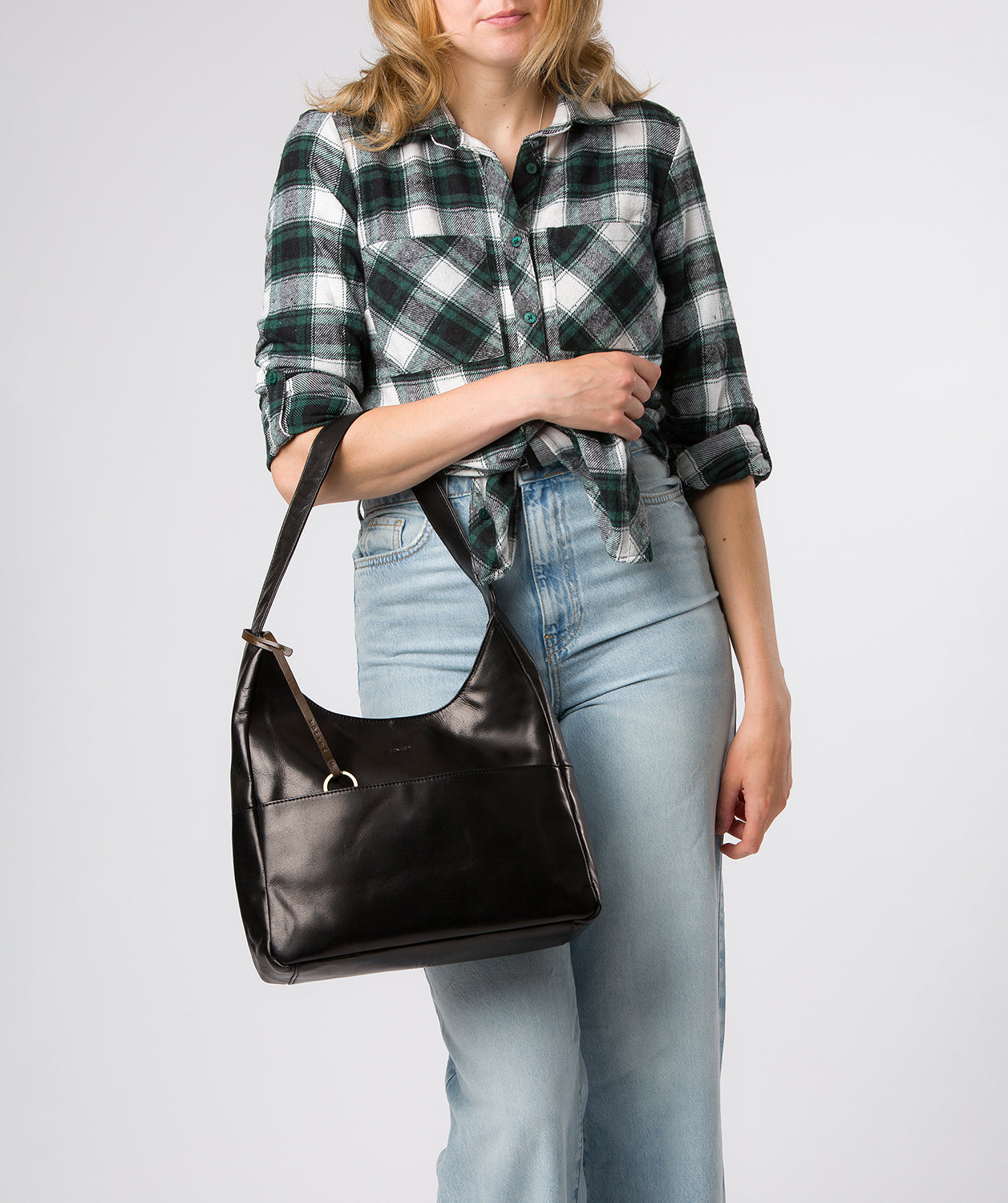 'Kyra' Black Leather Tote Bag