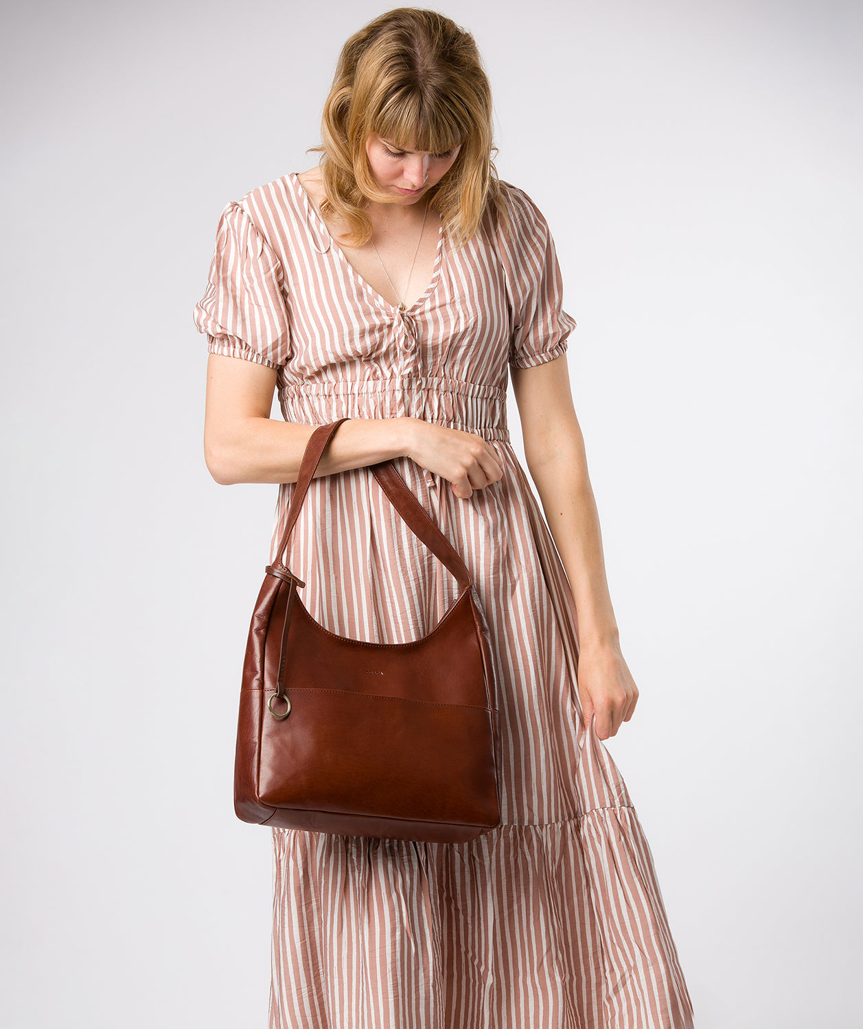 'Kyra' Conker Brown Leather Tote Bag