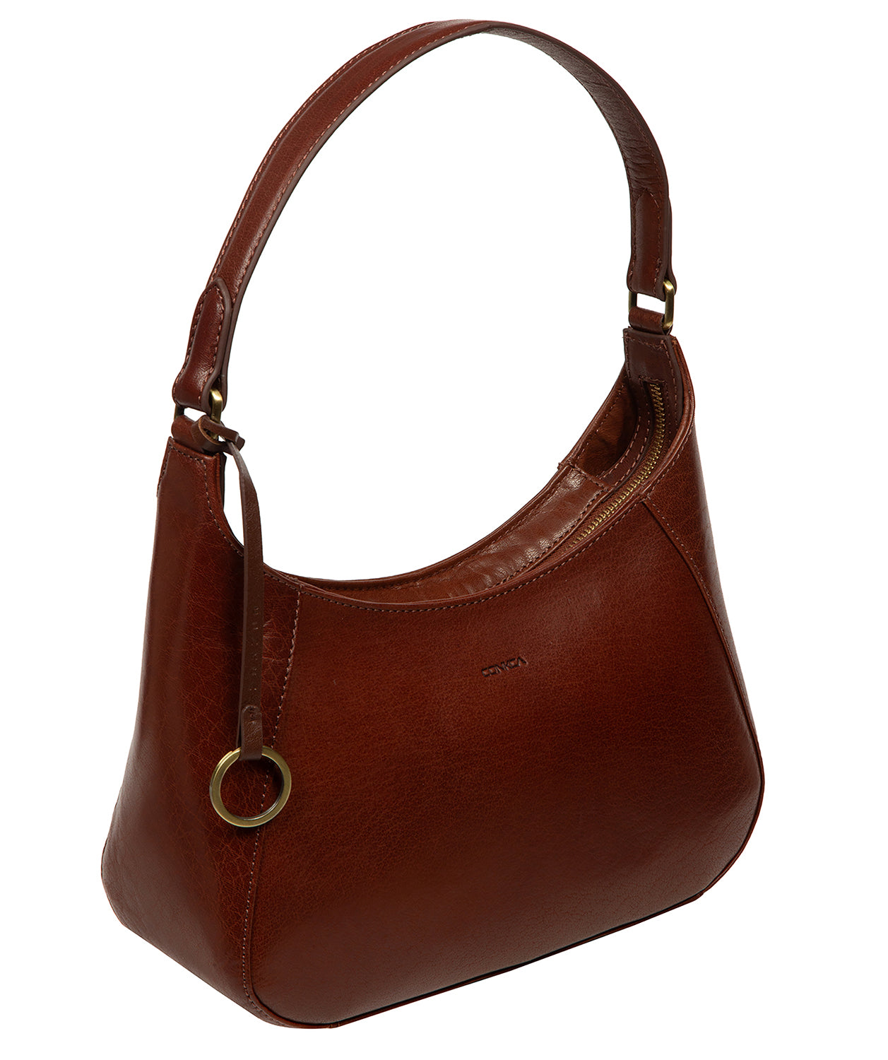 'Vivienne' Conker Brown Leather Grab Bag
