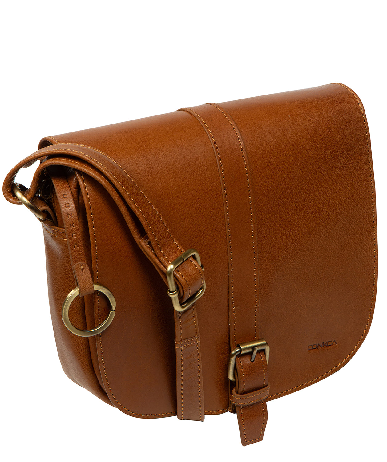 'Fern' Dark Tan Leather Cross Body Bag