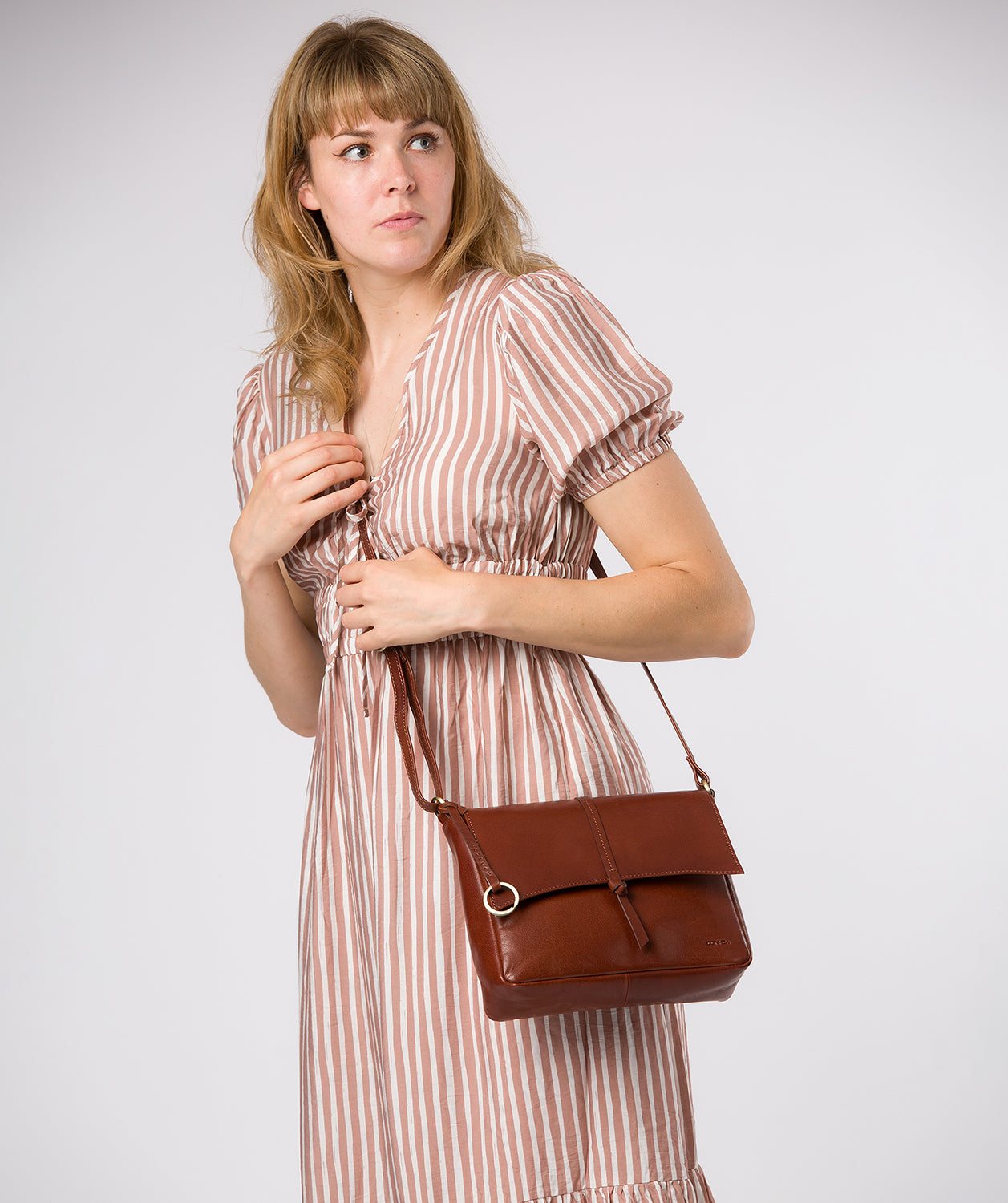 'Myla' Conker Brown Leather Cross Body Bag