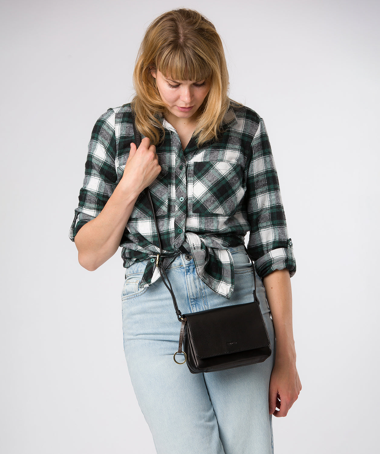 'Cosima' Black Leather Cross Body Bag