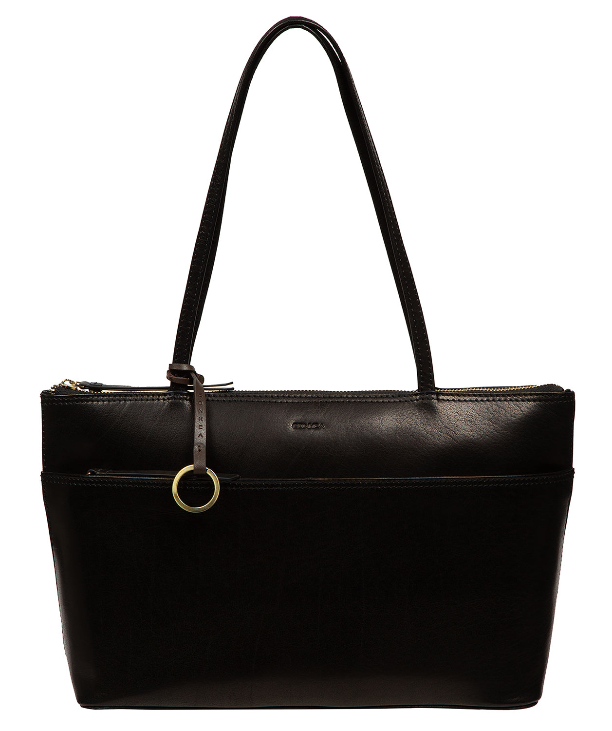'Isolde' Black Leather Tote Bag