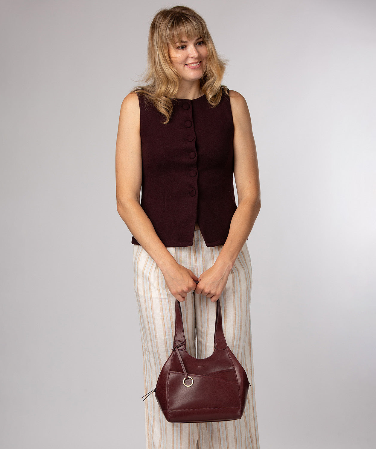 'Vesper' Plum Leather Handbag