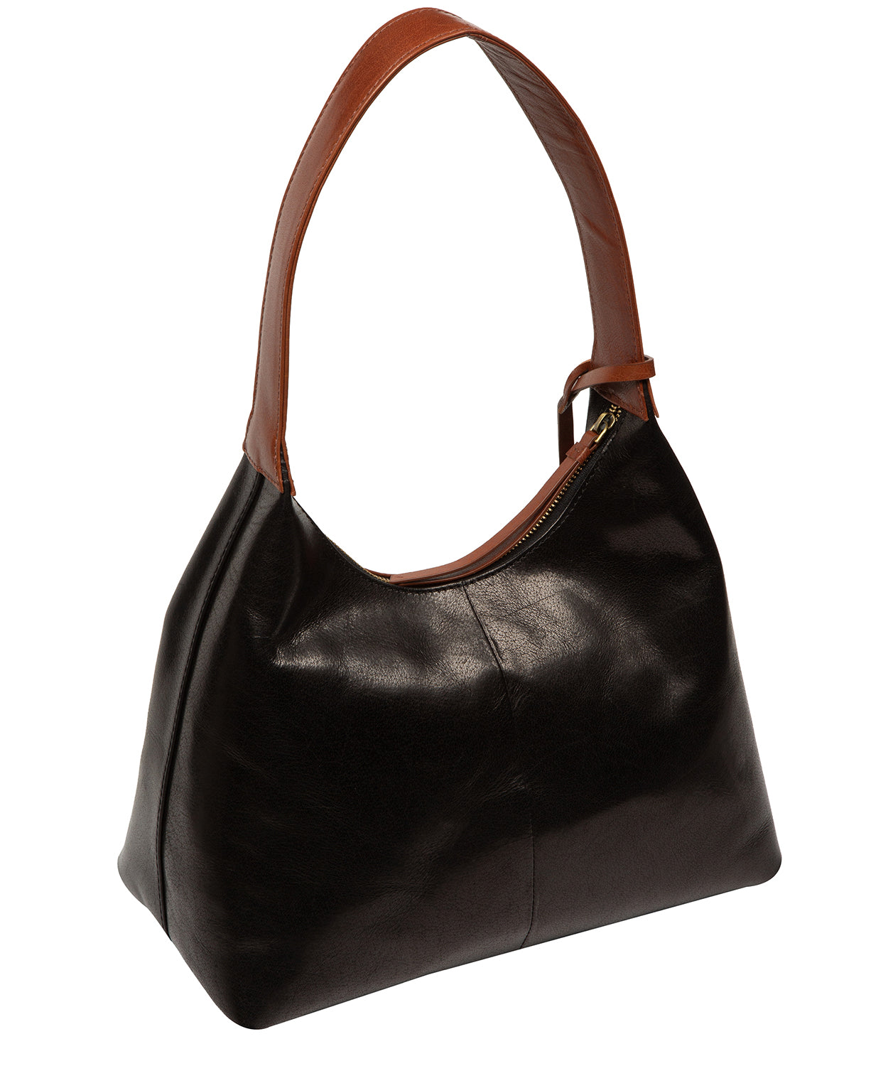 'Candy' Black & Conker Brown Leather Handbag