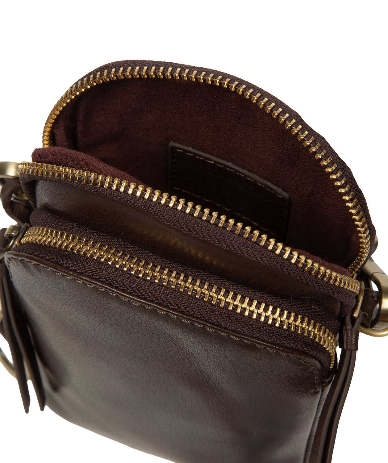 'Raven' Cocoa Leather Cross Body Phone Bag