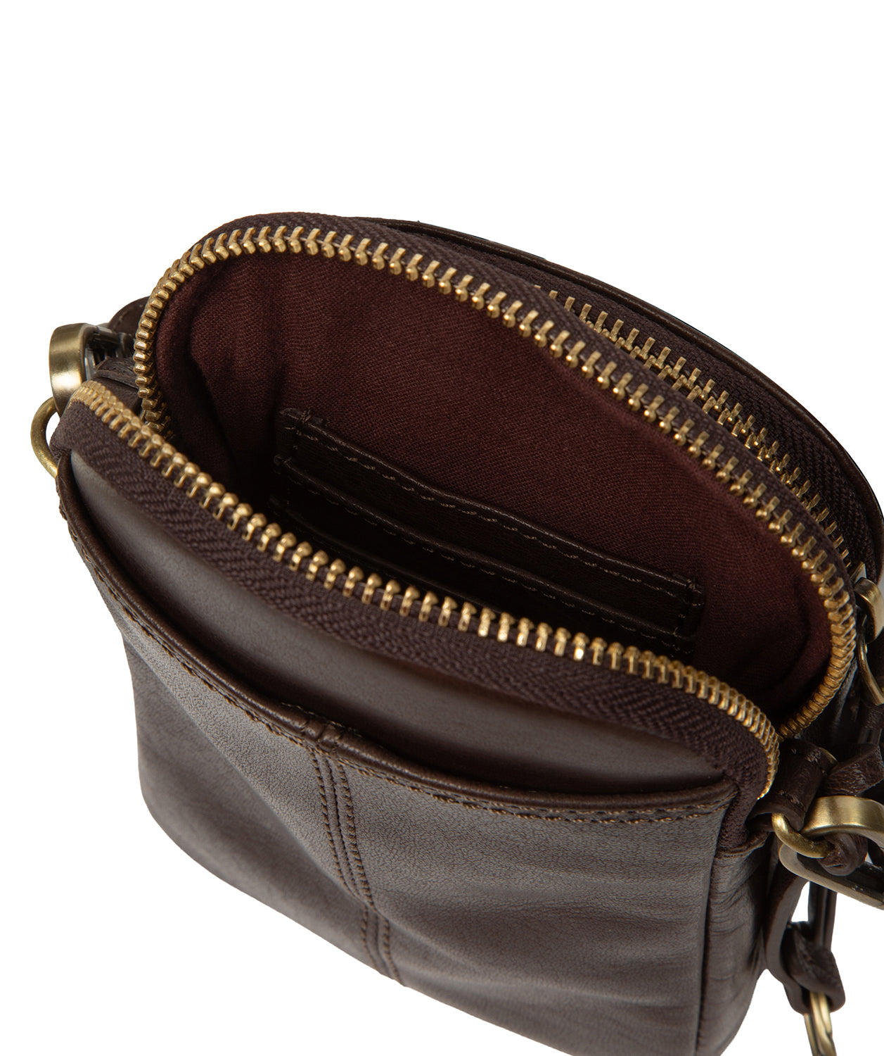'Raven' Cocoa Leather Cross Body Phone Bag