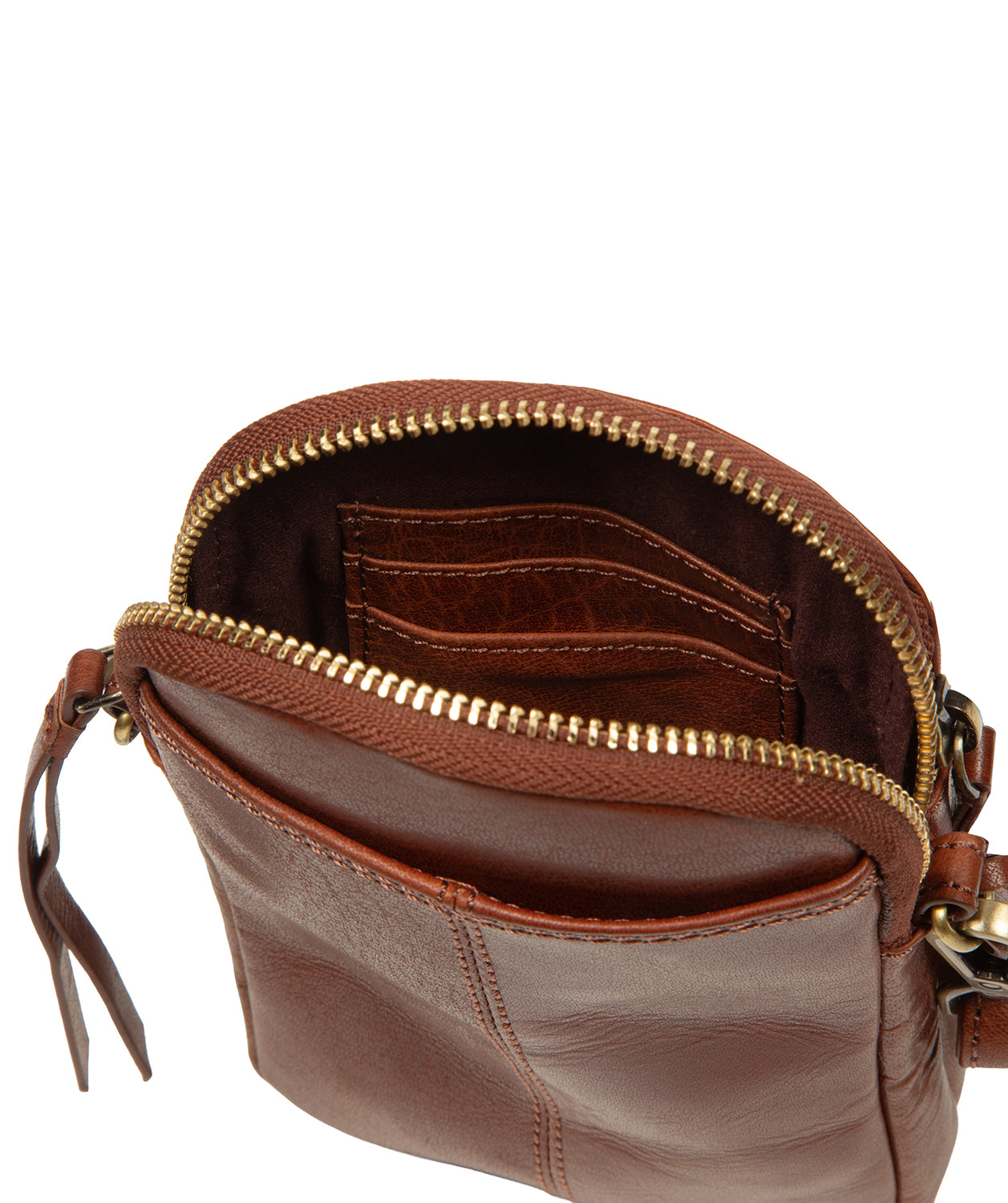 'Raven' Conker Brown Leather Cross Body Phone Bag
