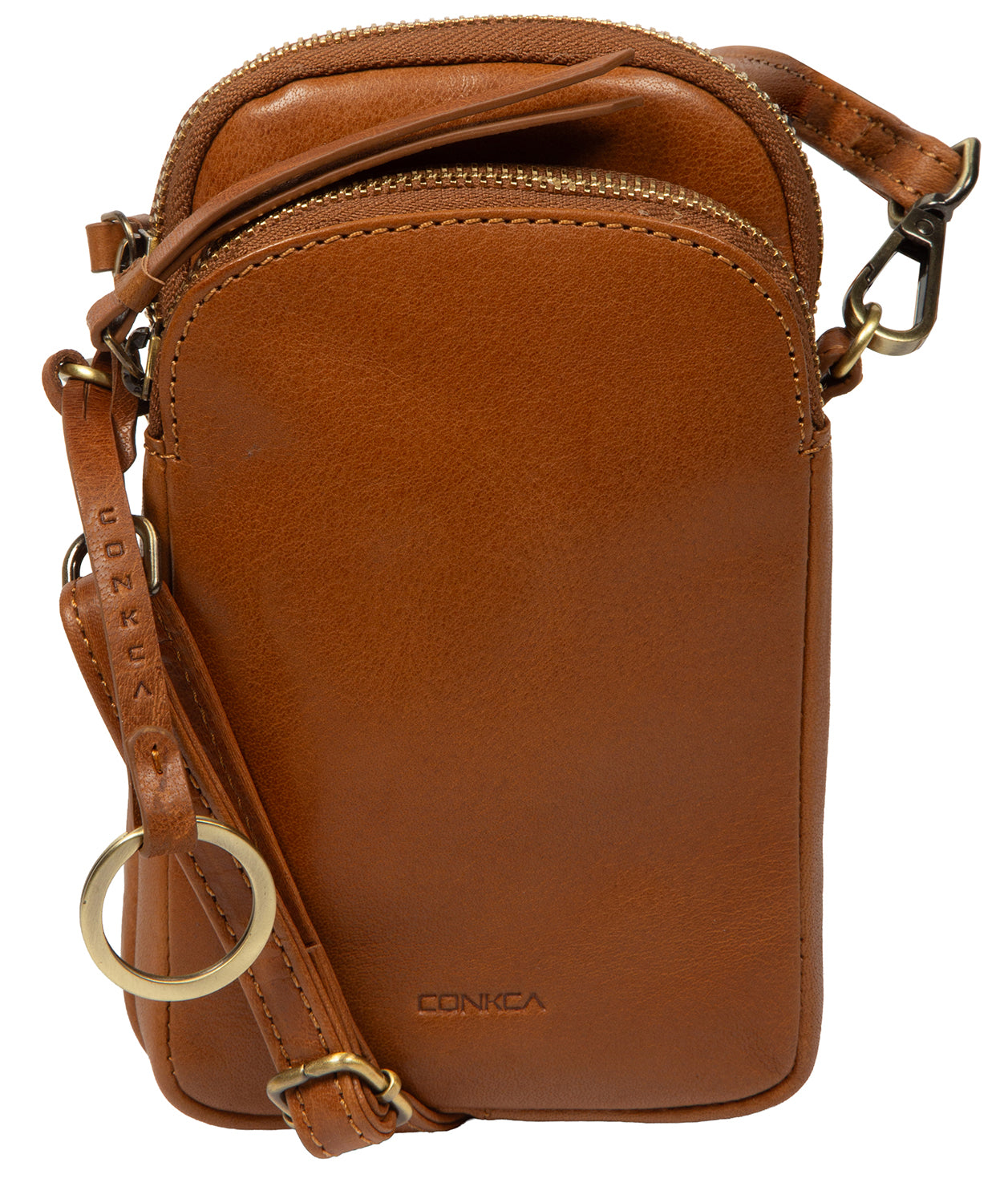 'Raven' Dark Tan Leather Cross Body Phone Bag