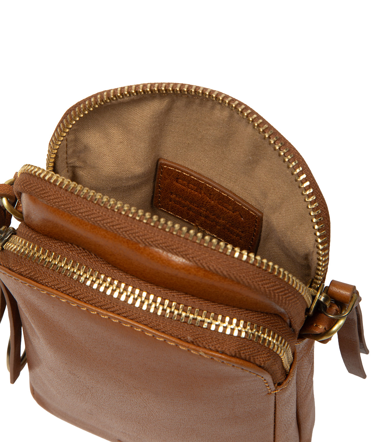 'Raven' Dark Tan Leather Cross Body Phone Bag