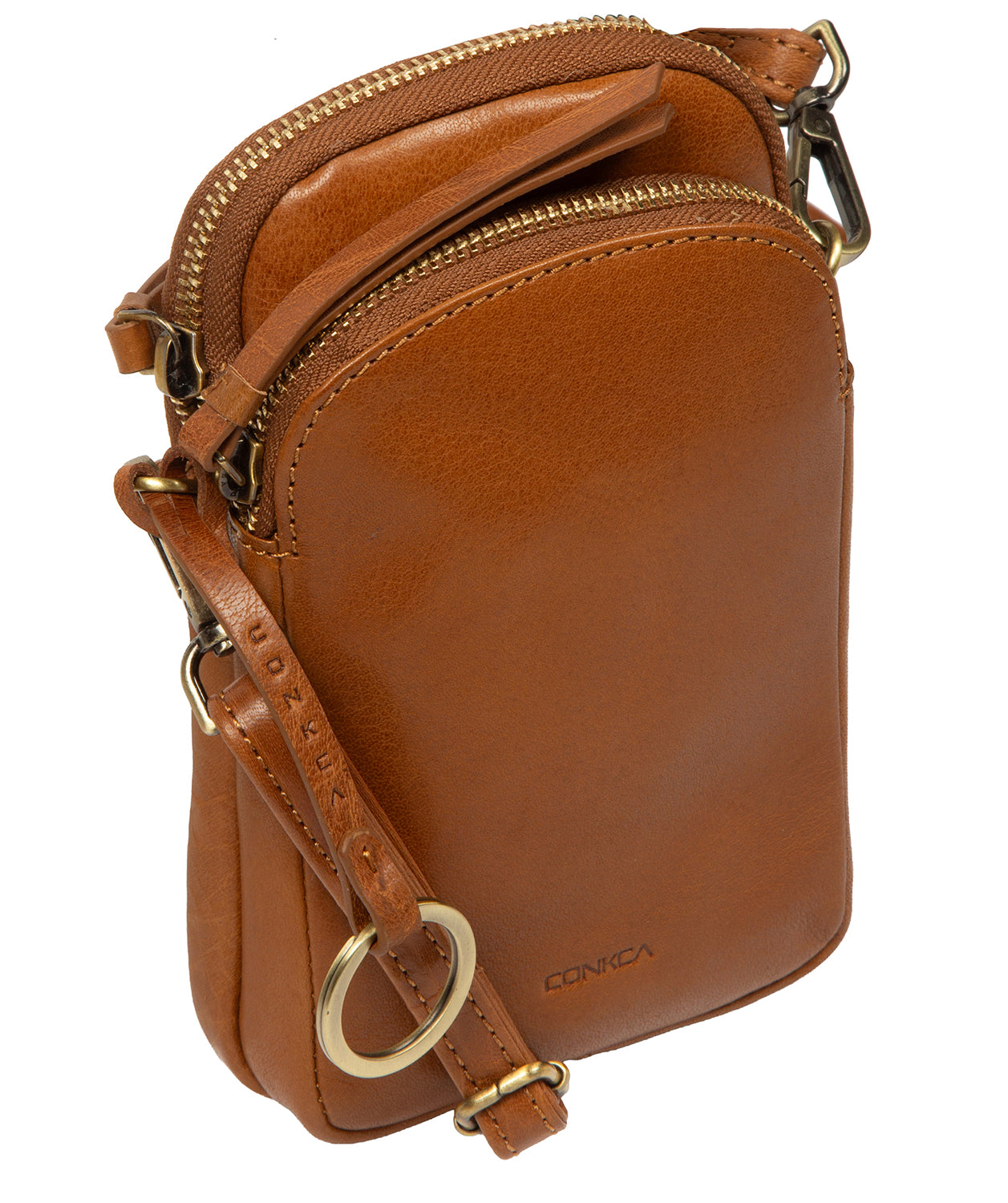 'Raven' Dark Tan Leather Cross Body Phone Bag