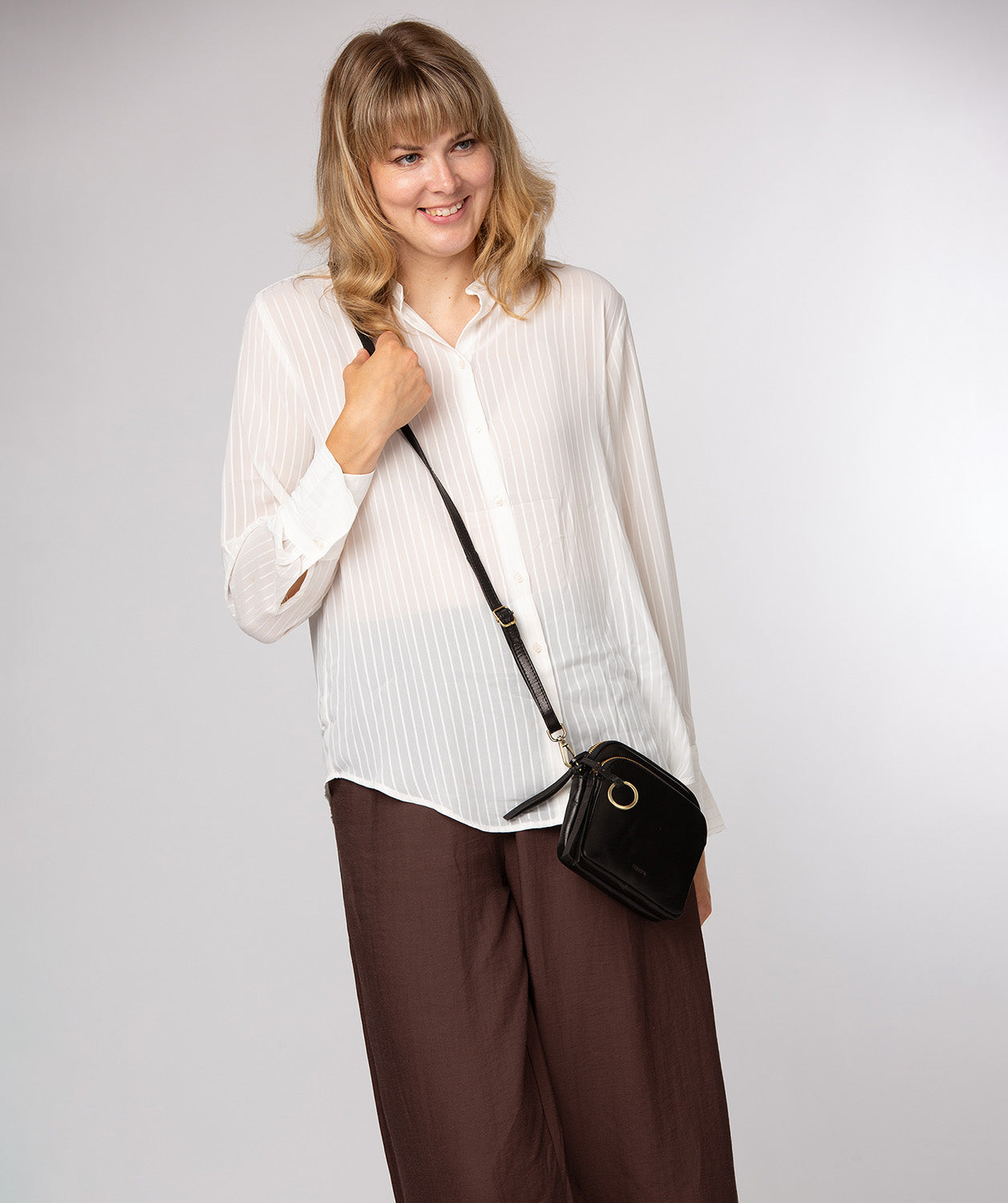'Jay' Black Leather Cross Body Bag