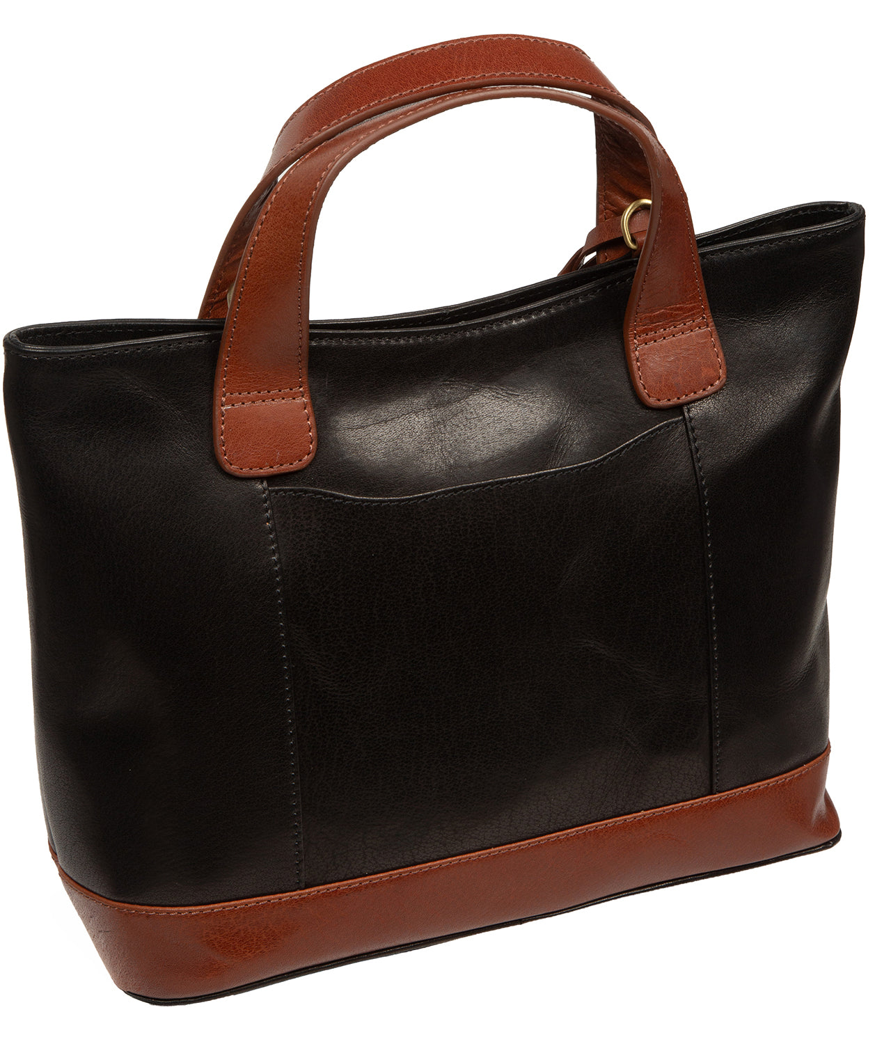 'Elm' Black & Conker Brown Leather Tote & Shoulder Bag
