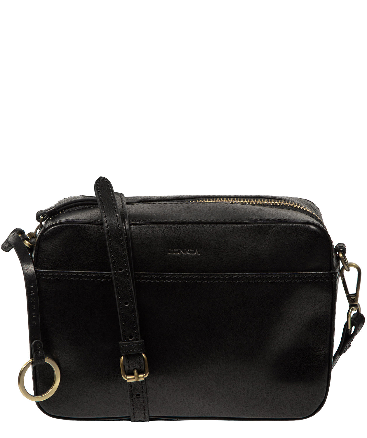 'Meadow' Black Leather Cross Body Bag