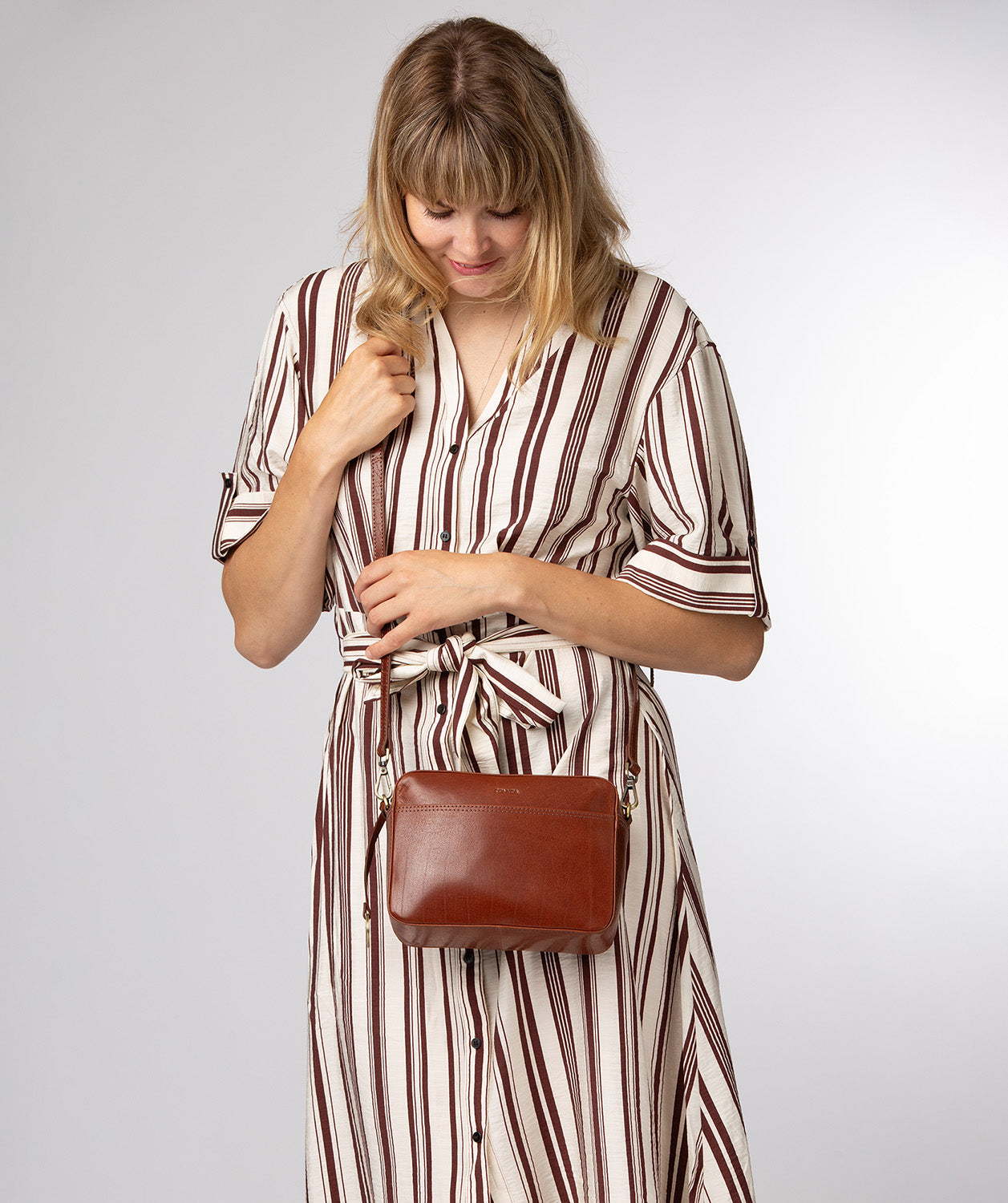 'Meadow' Conker Brown Leather Cross Body Bag