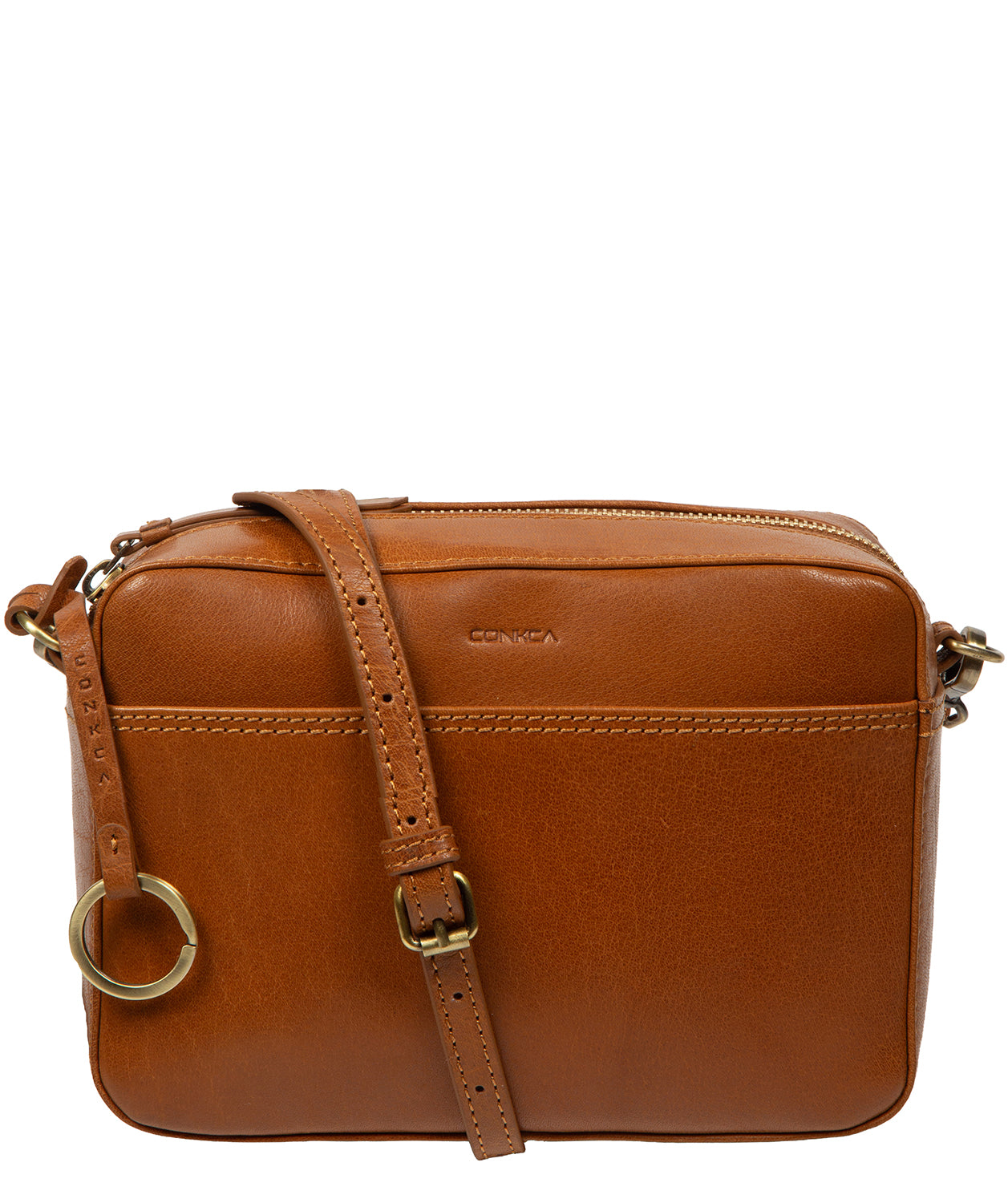 'Meadow' Dark Tan Leather Cross Body Bag
