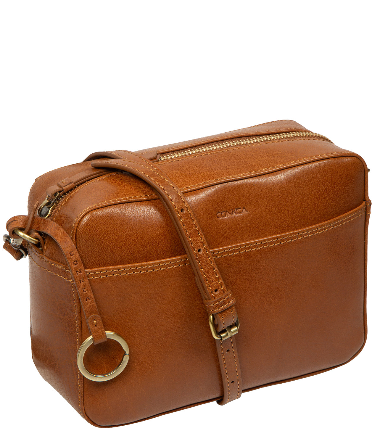 'Meadow' Dark Tan Leather Cross Body Bag