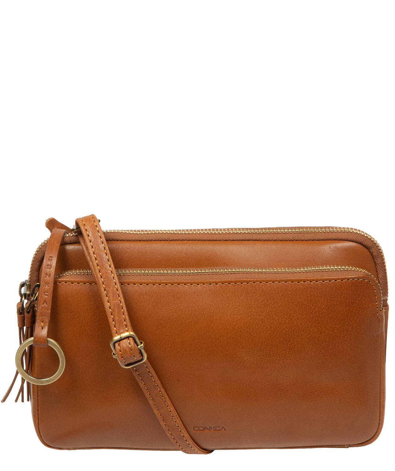'Birdy' Dark Tan Leather Cross Body Bag