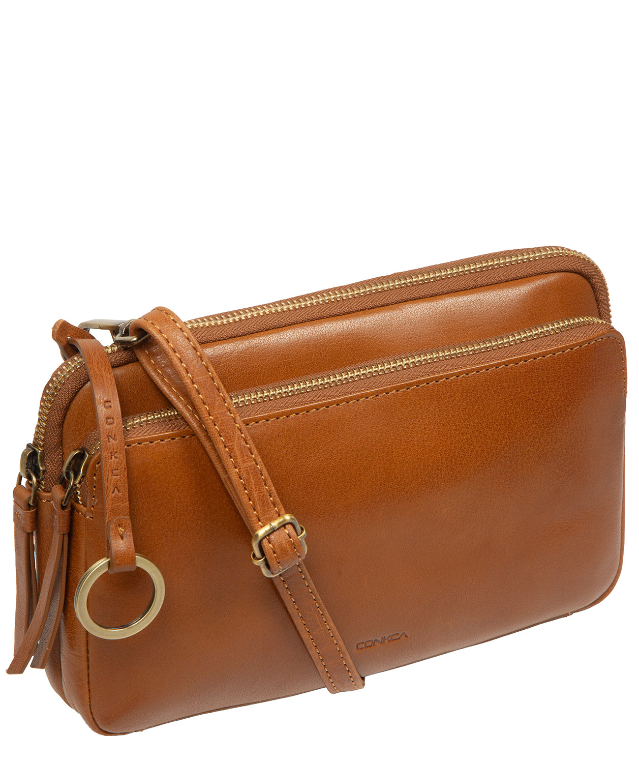 'Birdy' Dark Tan Leather Cross Body Bag