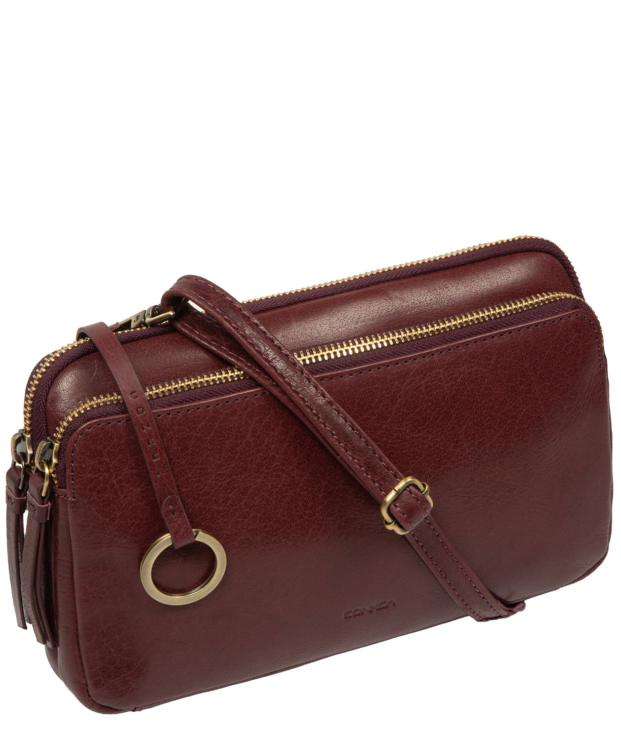 'Birdy' Plum Leather Cross Body Bag