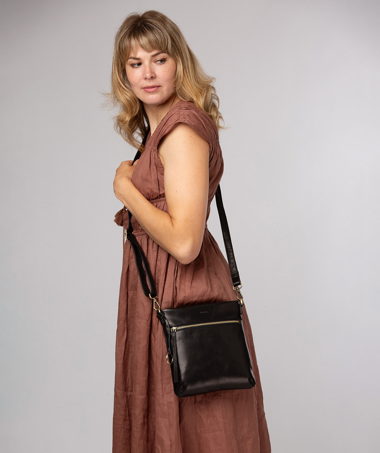 'Dove' Black Leather Cross Body Bag