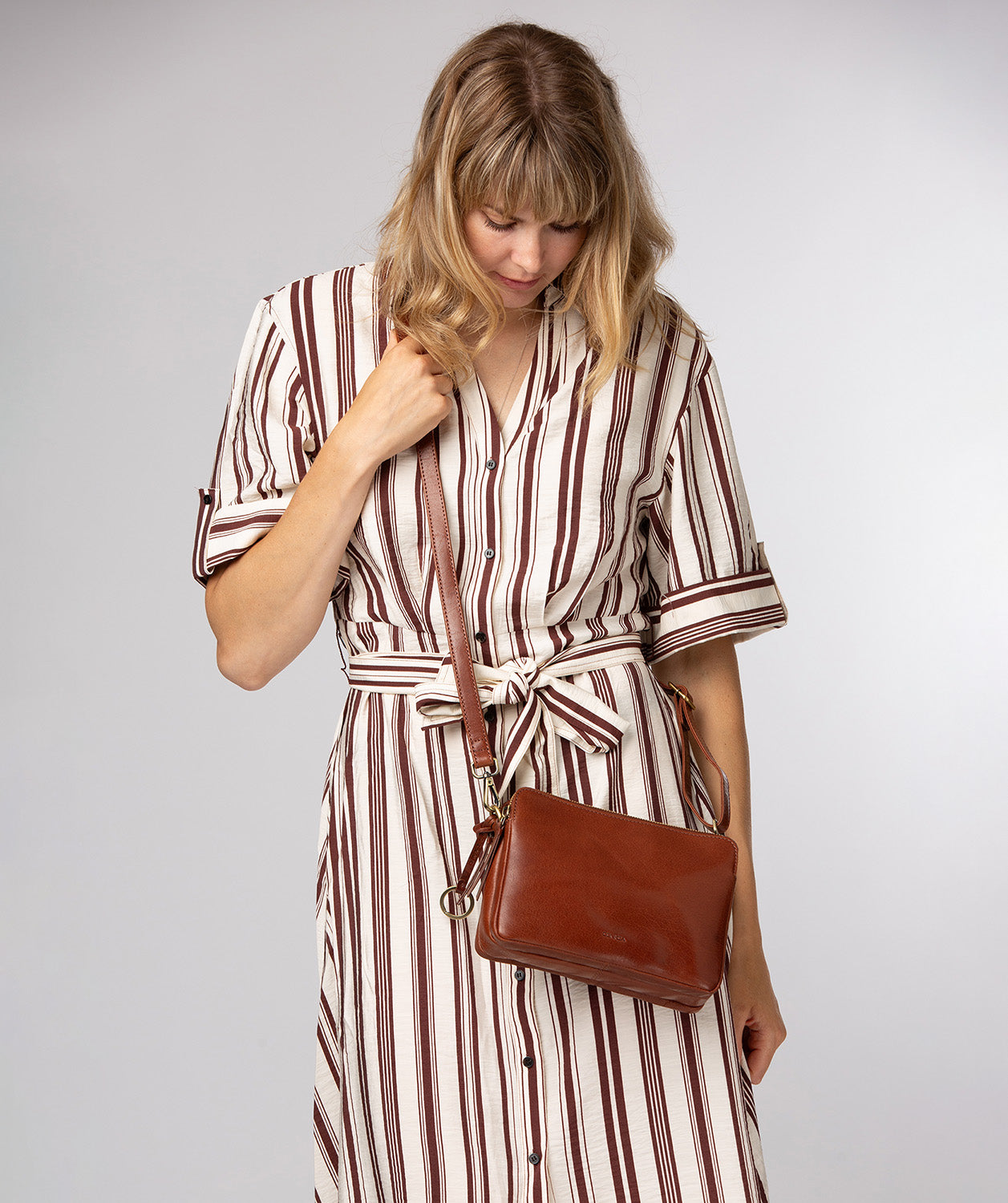 'Robin' Conker Brown Leather Cross Body Bag