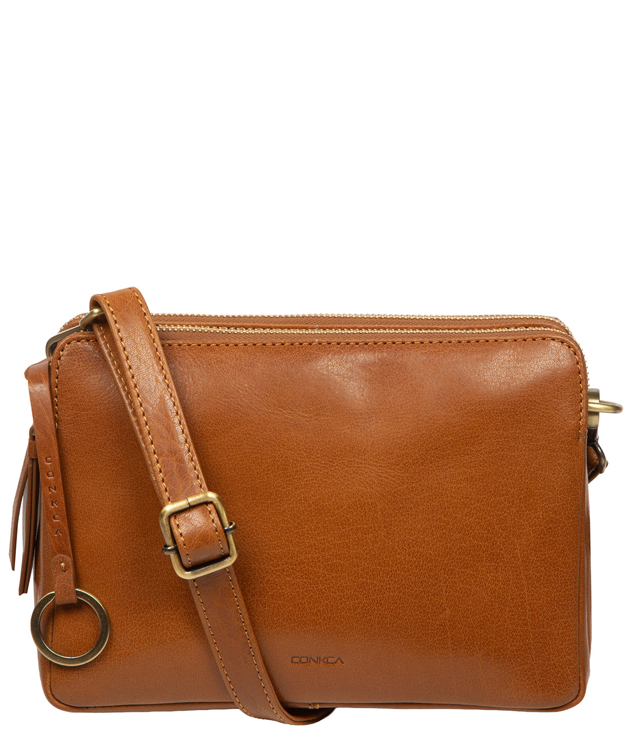 'Robin' Dark Tan Leather Cross Body Bag