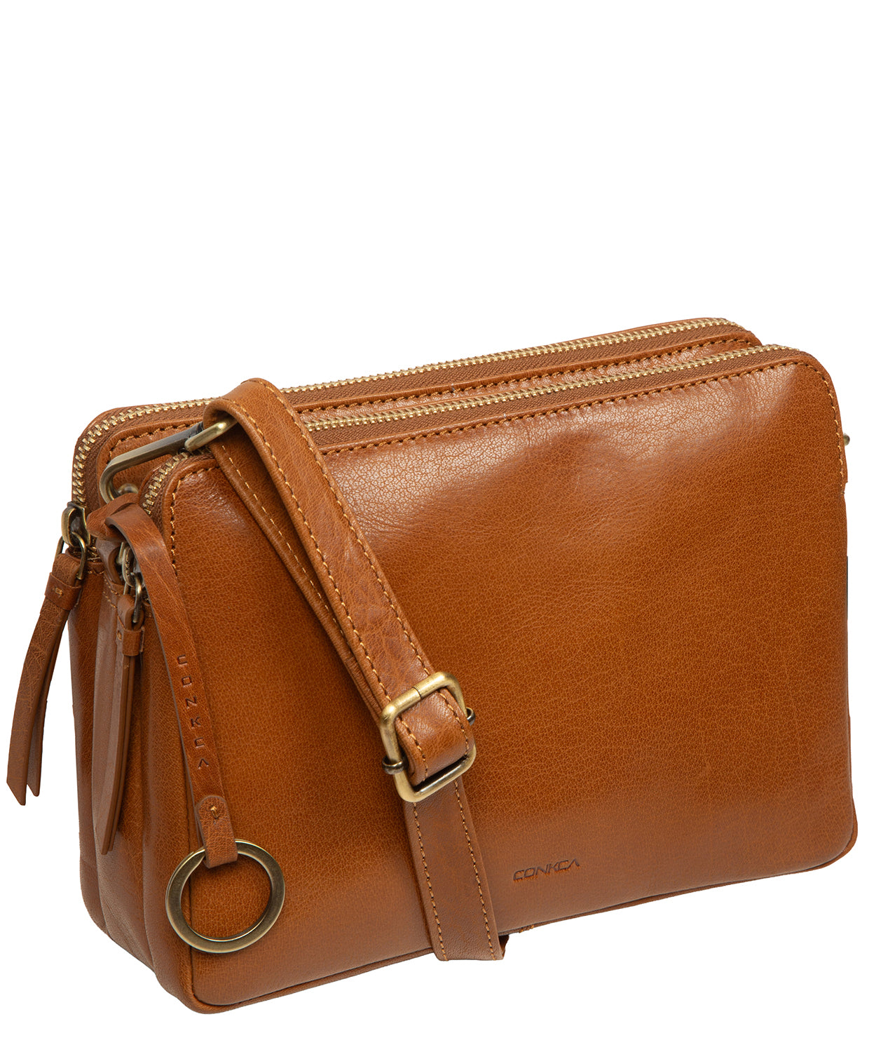 'Robin' Dark Tan Leather Cross Body Bag
