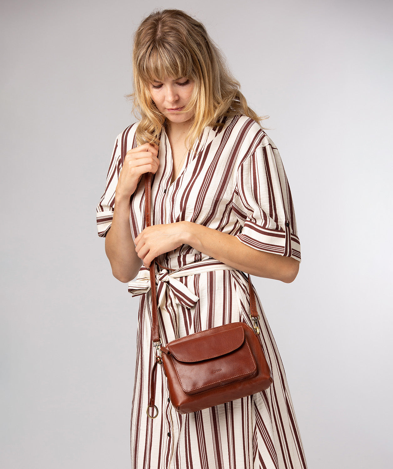 'Starling' Conker Brown Leather Cross Body Bag