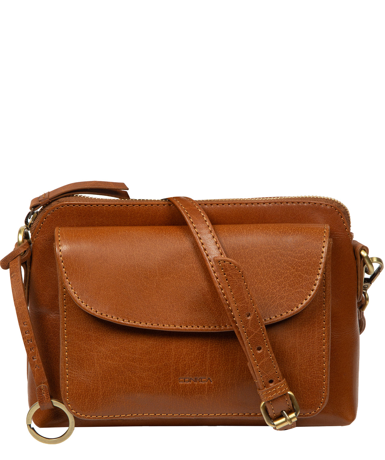 'Starling' Dark Tan Leather Cross Body Bag