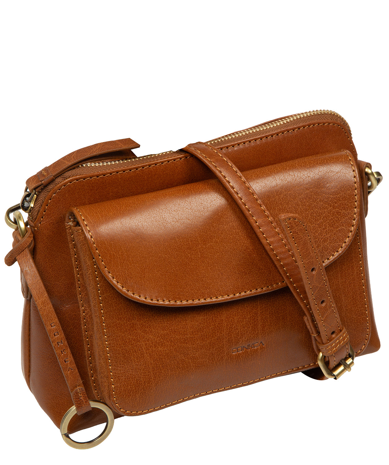 'Starling' Dark Tan Leather Cross Body Bag