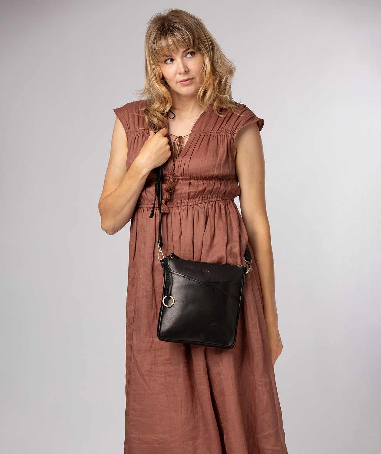 'Holly' Black Leather Cross Body Bag