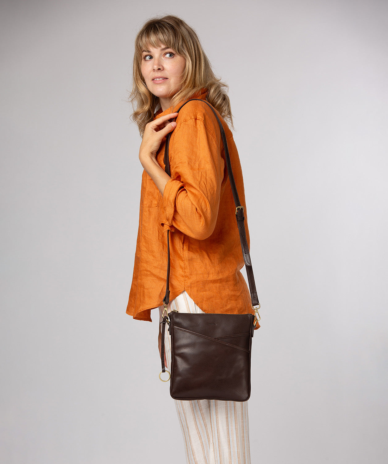 'Holly' Cocoa Leather Cross Body Bag