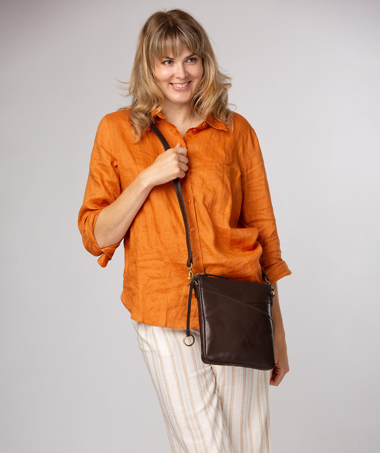 'Holly' Cocoa Leather Cross Body Bag