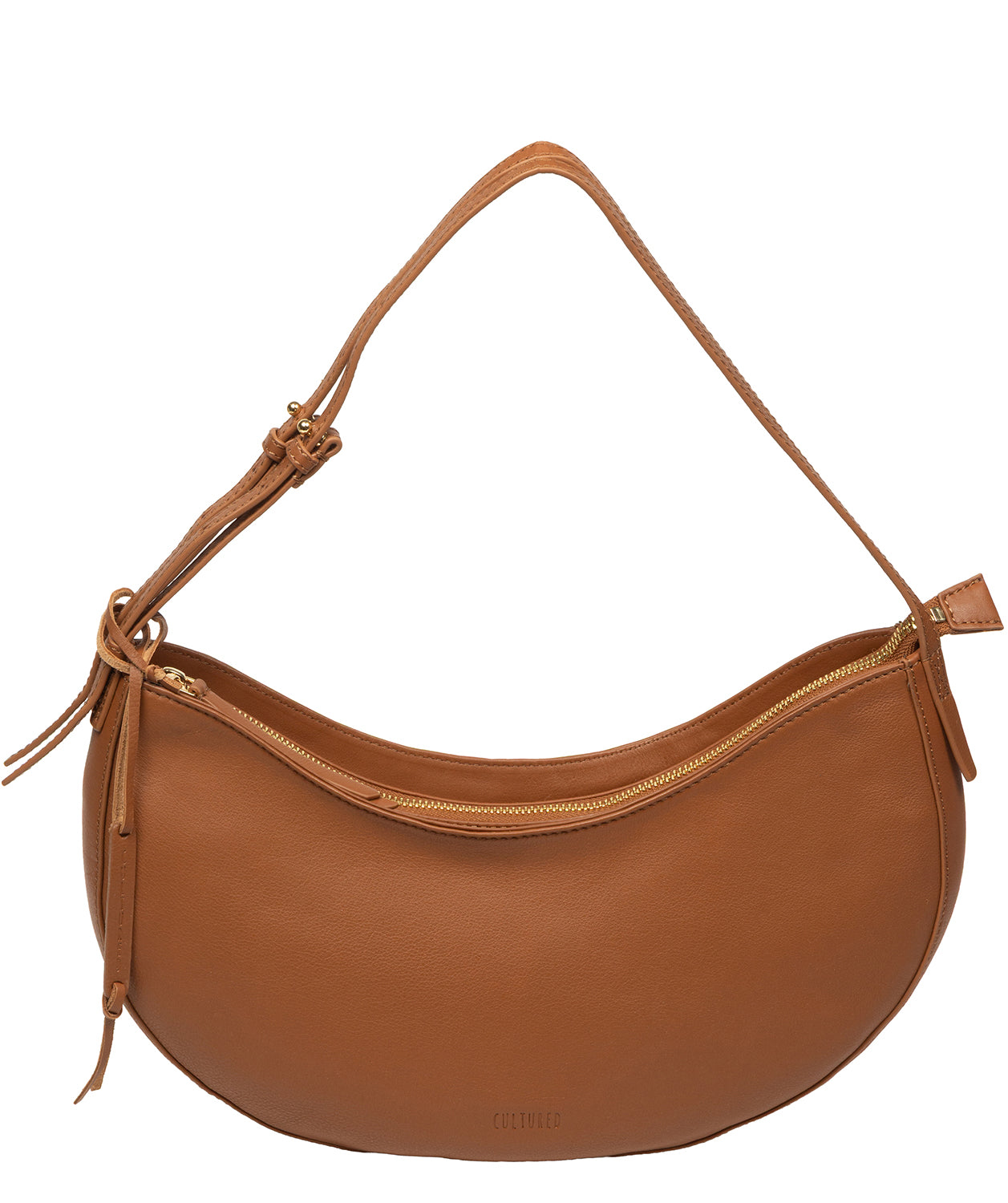 Cultured London Consuelo tan leather grab bag front view