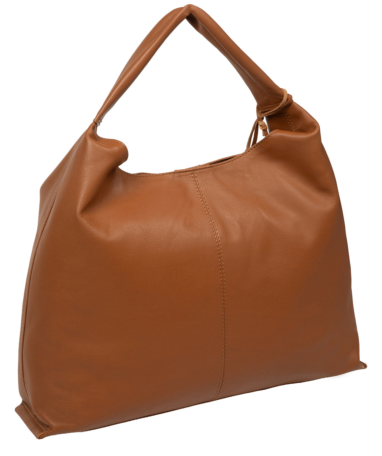 Aspen tan leather tote interior with slip and zipped pockets