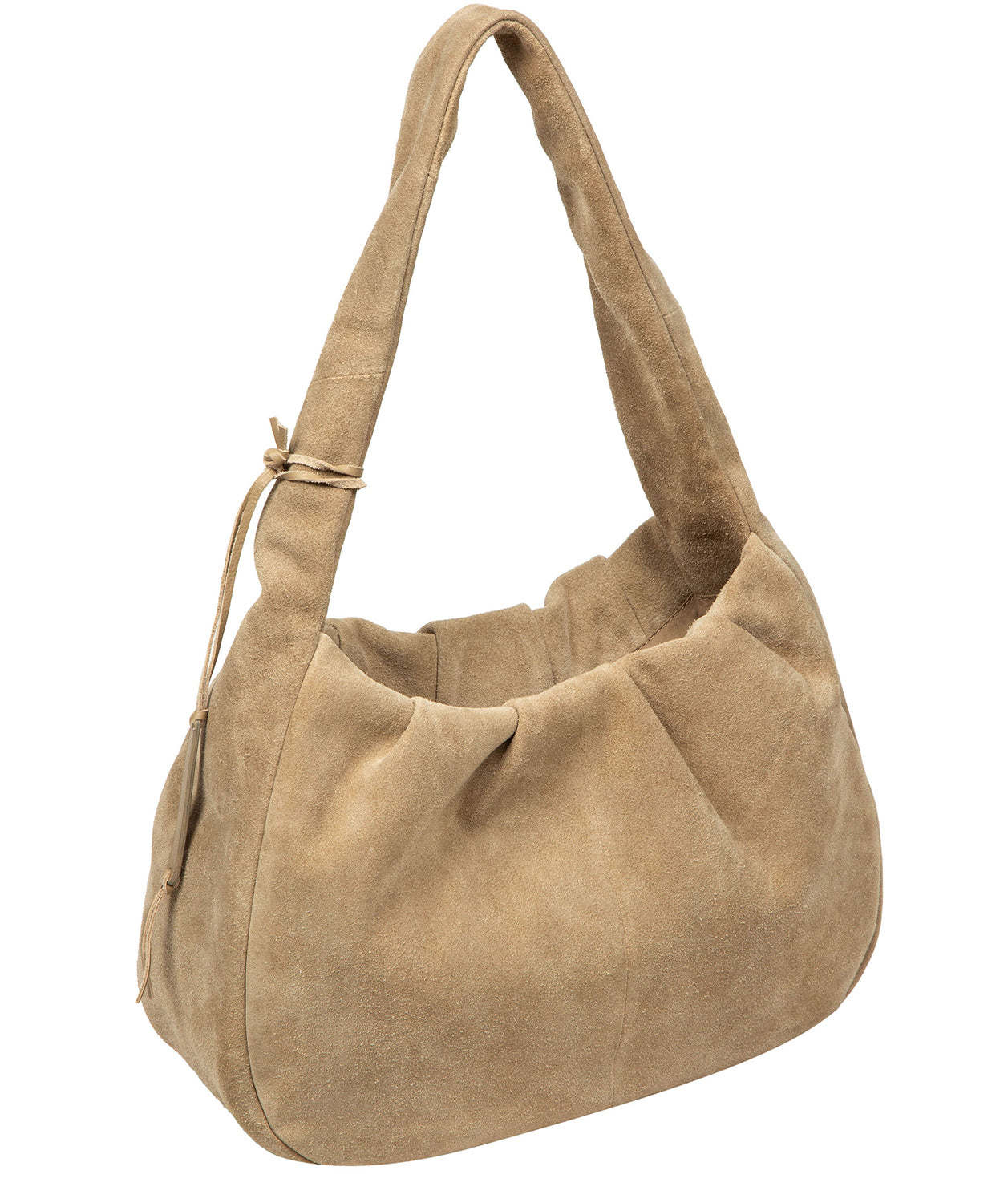 Beatriz beige suede handbag silver-tone metal fittings